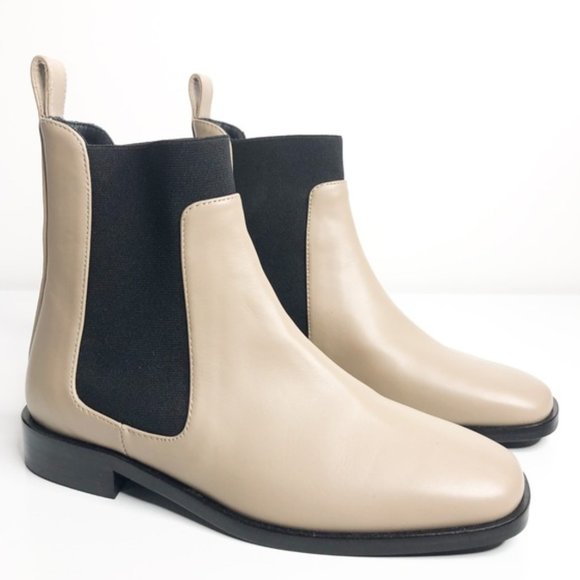 Everlane Shoes - Everlane Italian Leather Square Toe Chelsea Boot in Biscuit 10